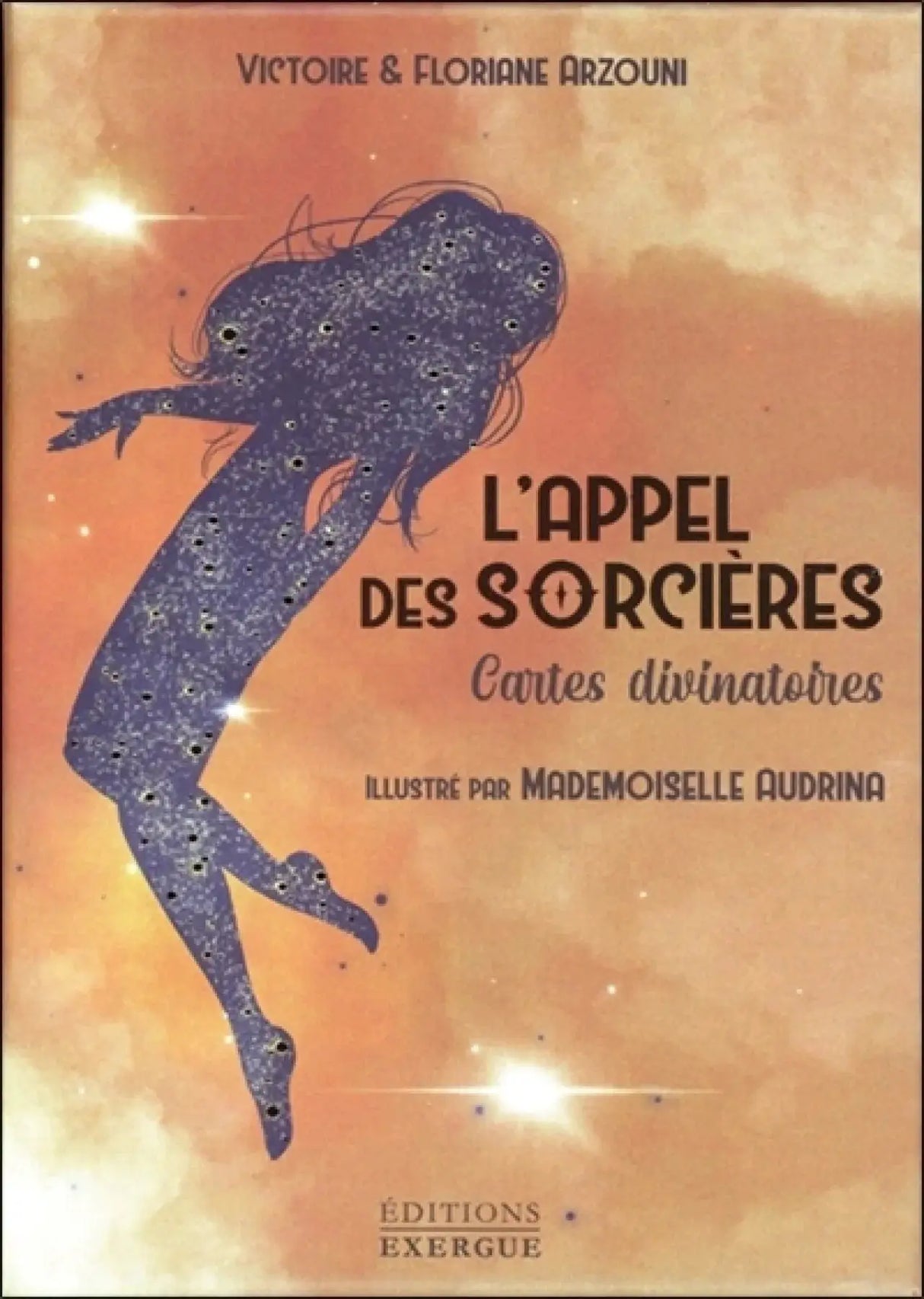 Astro Tarot Oracle – L'Appel des Sorcières Cartes divinatoires, blue starry figure on orange cover