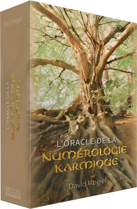 Astro Tarot Oracle deck, brown-tan box with a large tree illustration, French edition.