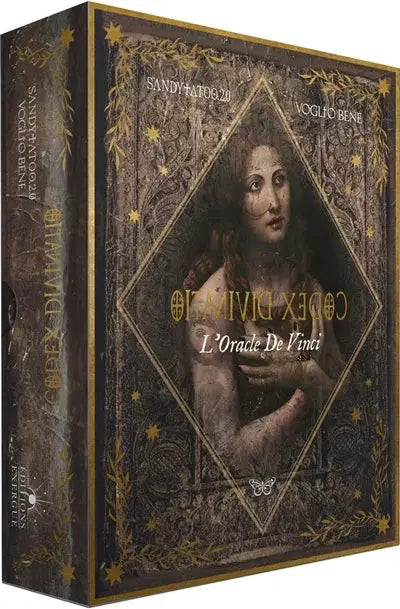 Astro Tarot Oracle Codex Divinatio box set by Pür Sérénité, dark ornate packaging with L'Oracle De Vinci