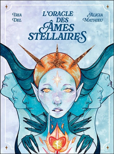 Astro Tarot Oracle tarot deck by Pür Sérénité, blue celestial cover with starry imagery and heart emblem.