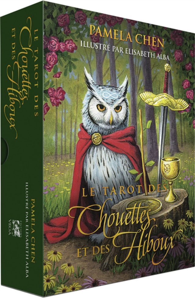 Astro Tarot Oracle French version box with an illustrated owl in a forest wearing a red cape and gold accents.