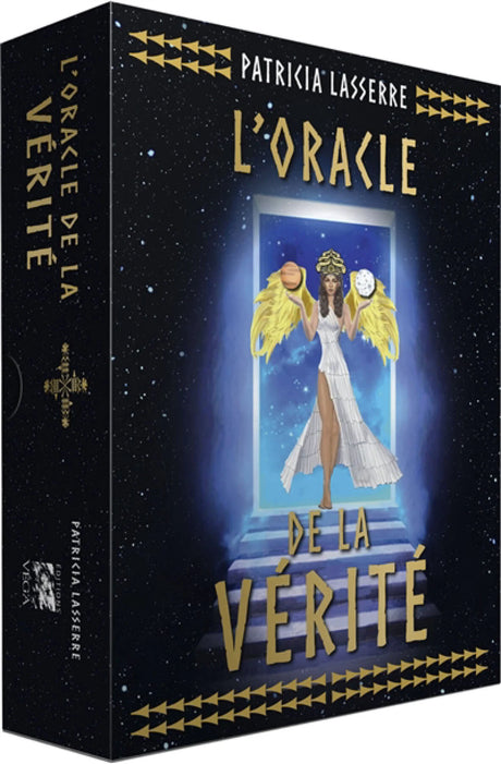 Astro Tarot Oracle deck by Pür Sérénité, L'Oracle de la Vérité French edition, black space-themed box with gold lettering