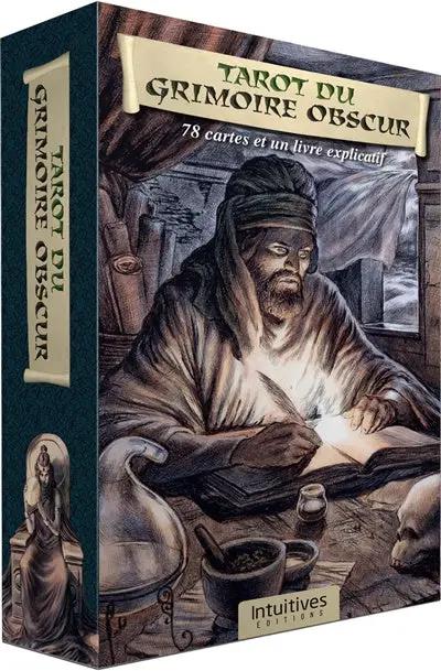 Tarot du Grimoire Obscur deck by Intuitives Editions, dark illustrated Astro Tarot Oracle box, French version with 78 cards and guidebook