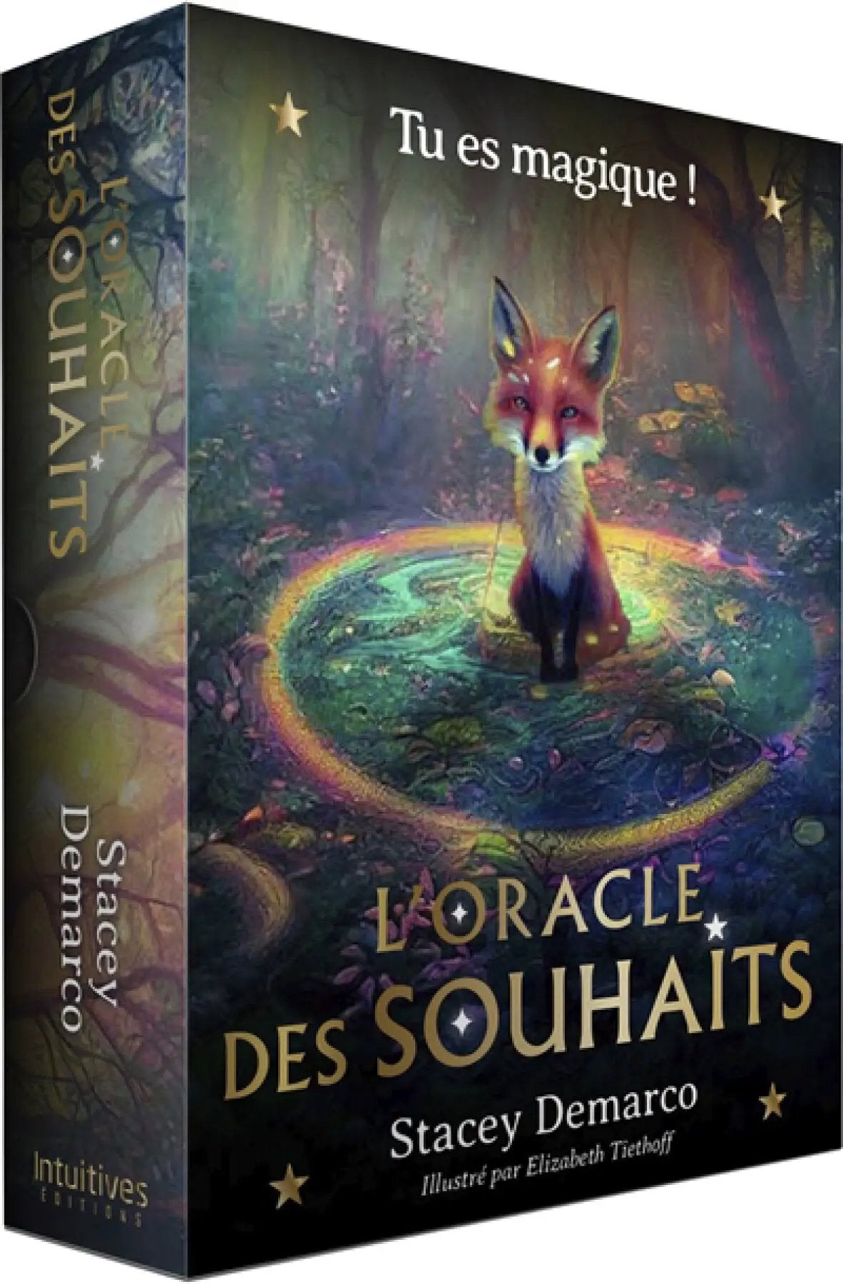 Astro Tarot Oracle – L'Oracle des Souhaits (French) box showing a fox in a glowing rainbow circle.