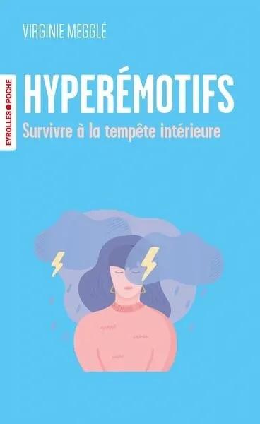 Livre Hyperémotifs - couverture bleue avec illustration d'une personne et des éclairs