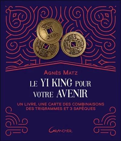 Astro Tarot Oracle Le Yi King pour Votre Avenir book cover with three gold coins on a blue and red-patterned Grancher