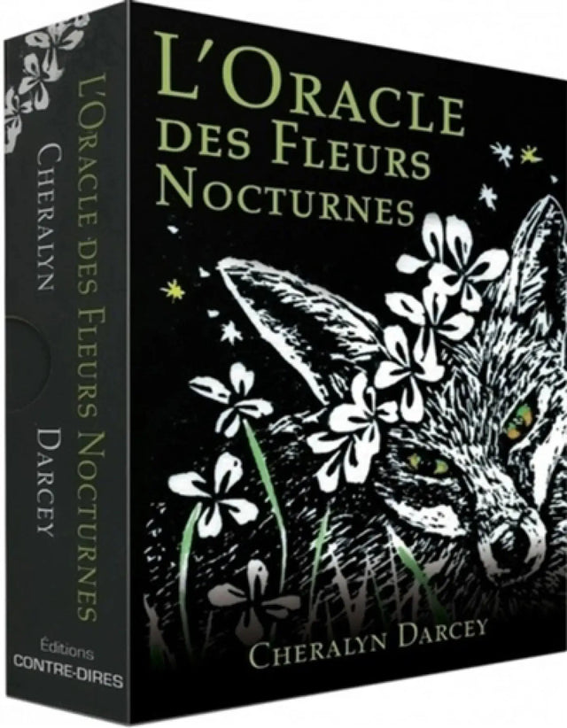Astro Tarot Oracle deck L'Oracle des Fleurs Nocturnes (French Version) by Pür Sérénité, black cover.