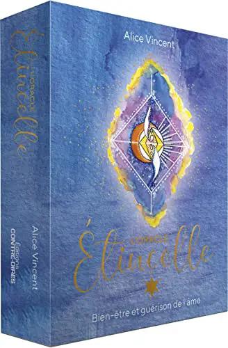 Astro Tarot Oracle L'Étincelle box set by Pür Sérénité in blue with a gold emblem.