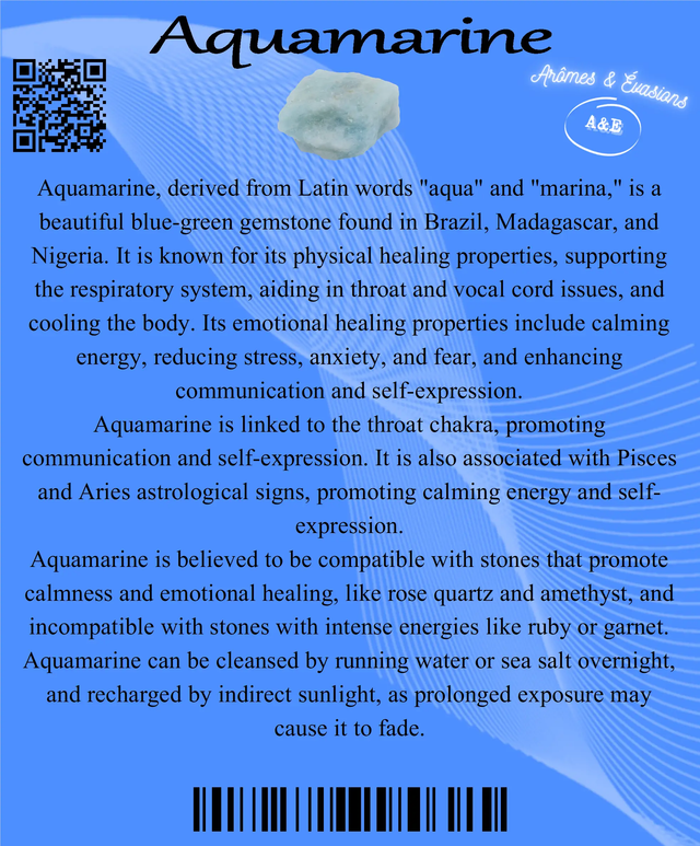 Descriptive Cards - Precious Stones & Crystals - Aquamarine
