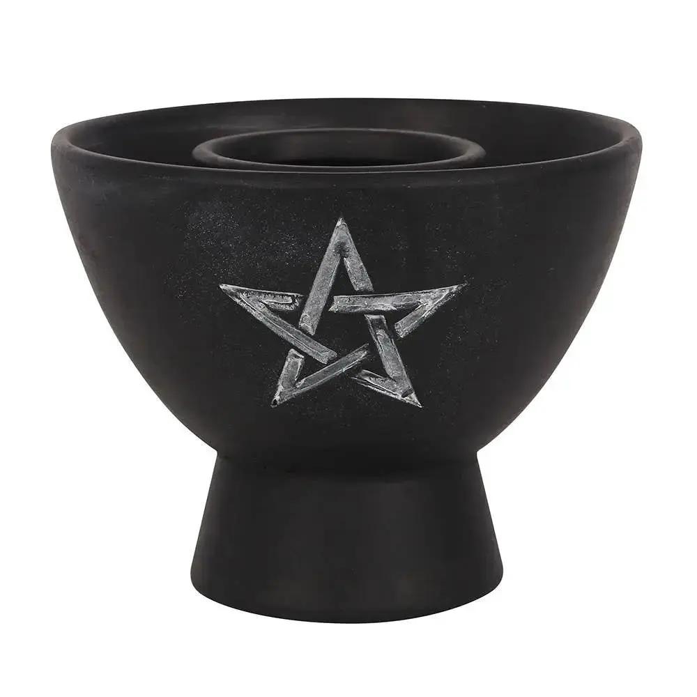 Smudging - Terracotta Bowl - Black Pentagram