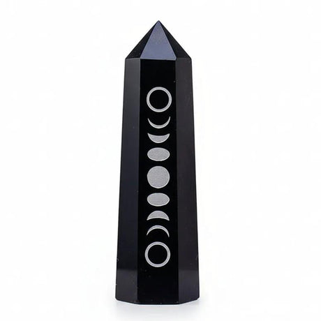 Obelisk - Black Obsidian - Moon Phase