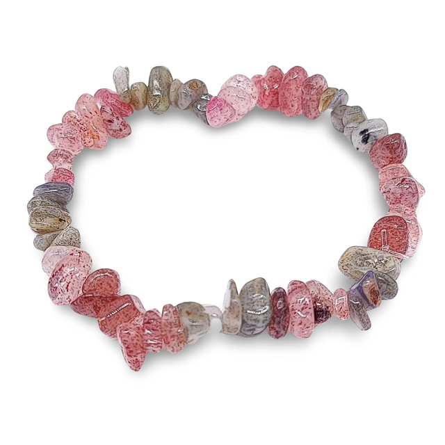 Bracelet - Labradorite With Strawberry Quartz - Chips