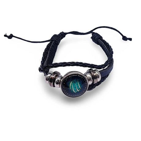 Bracelet -Leather -Celestial Zodiac Sign & Constellation Virgo Zodiac August 23 - September 22