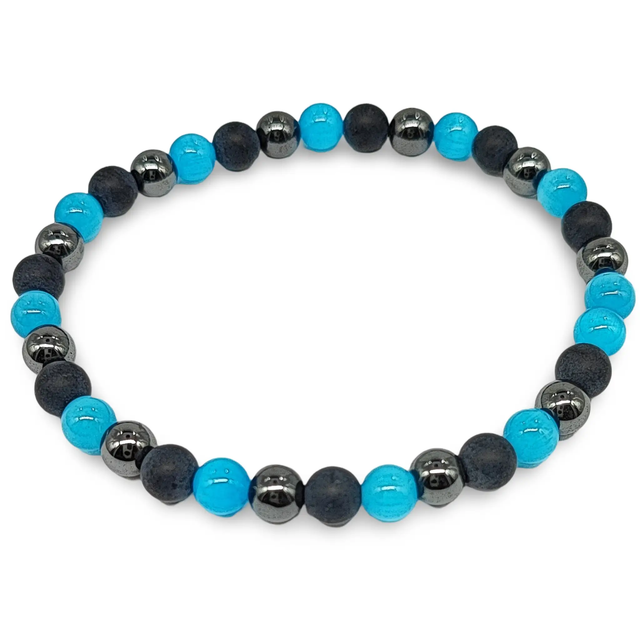 Bracelet -Mixed -Cat Eye -Black Agate -Hematite -6mm