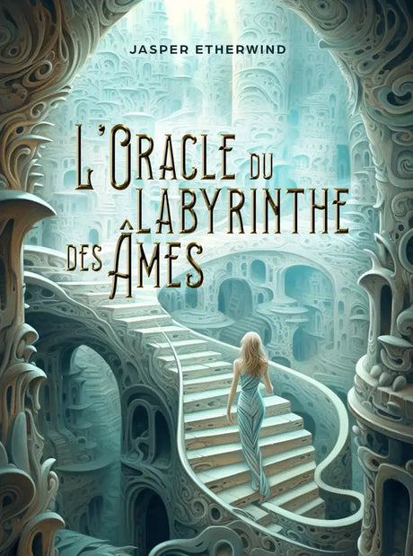 Astro Tarot Oracle deck cover: L’Oracle du Labyrinthe des Ames, teal labyrinth staircase with a woman.