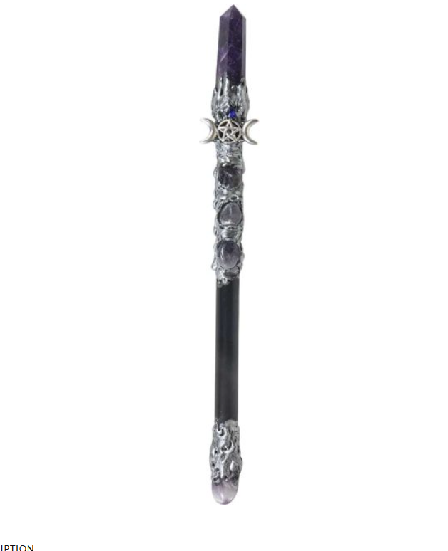 Wicca & Pagan - Magic Wand - Amethyst with Triple Moon