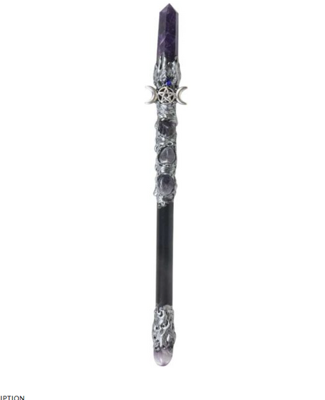 Wicca & Pagan - Magic Wand - Amethyst with Triple Moon