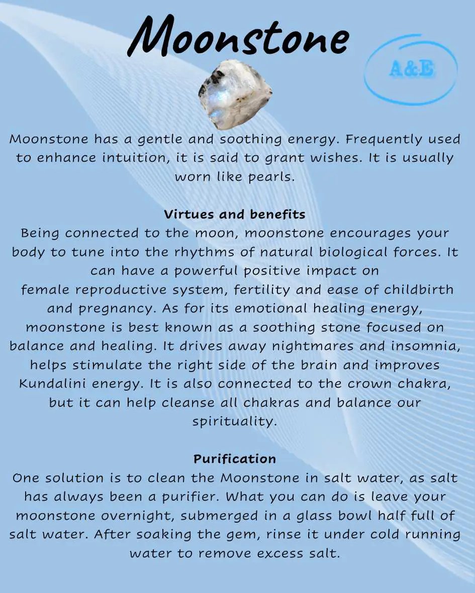 Descriptive Cards -Precious Stones & Crystals -Moonstone
