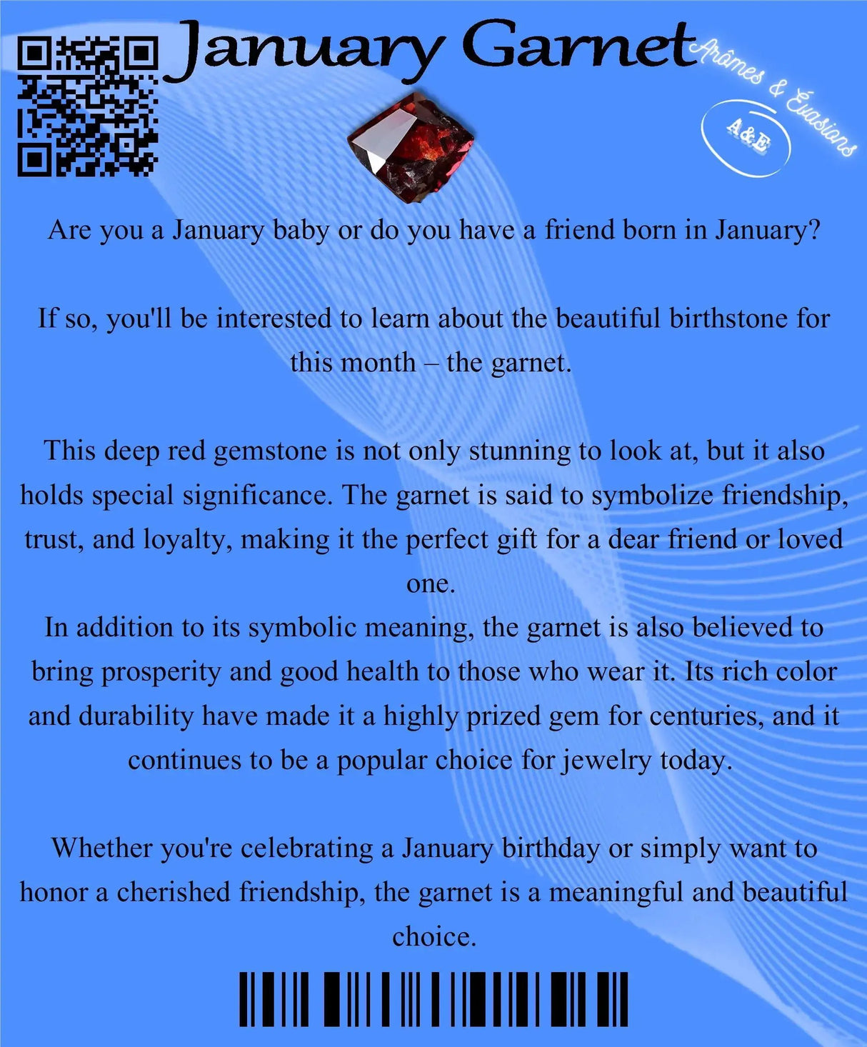 Descriptive Cards - Birthstone - January Garnet