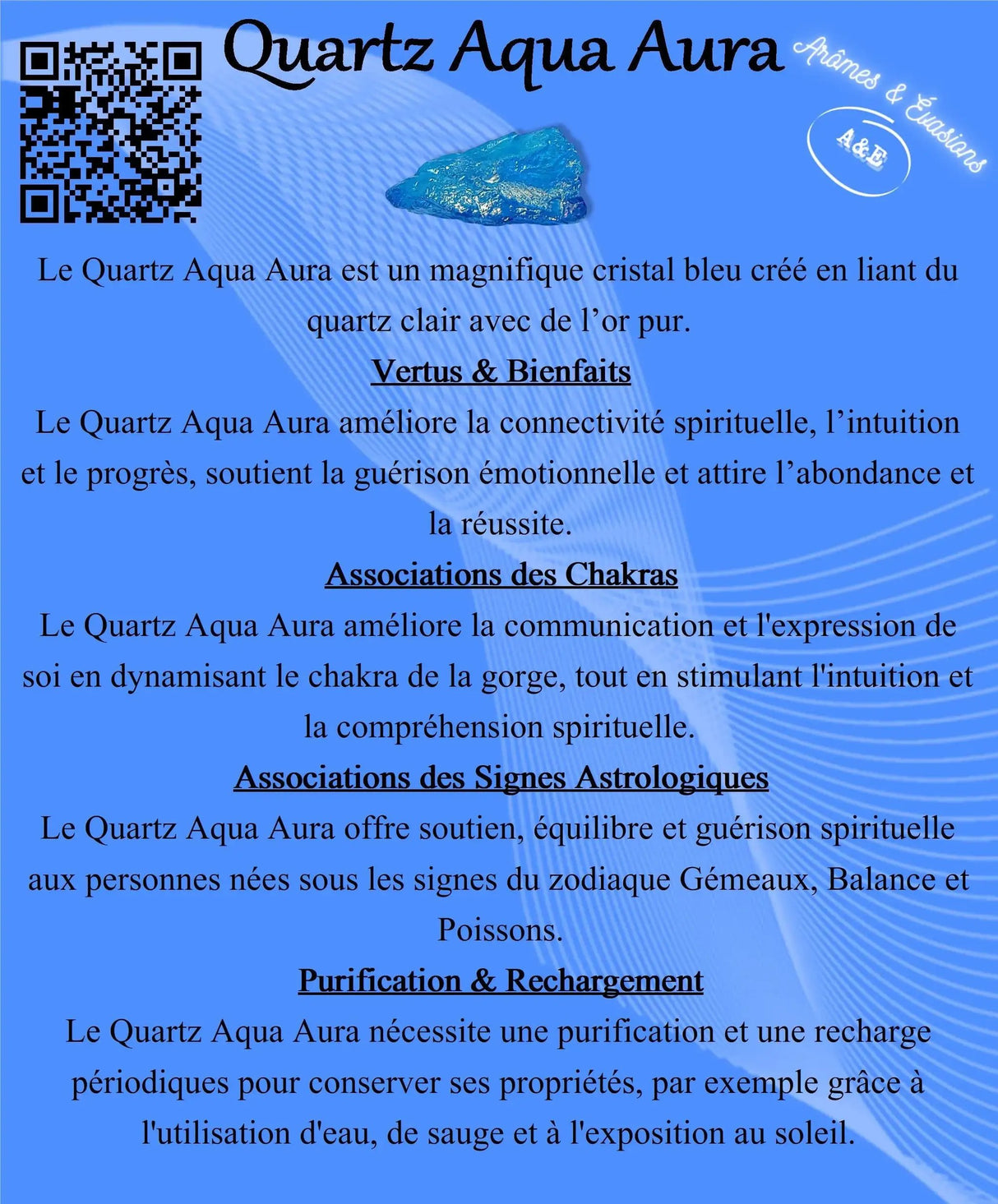 Descriptive Cards - Precious Stones & Crystals - Aqua Aura Quartz