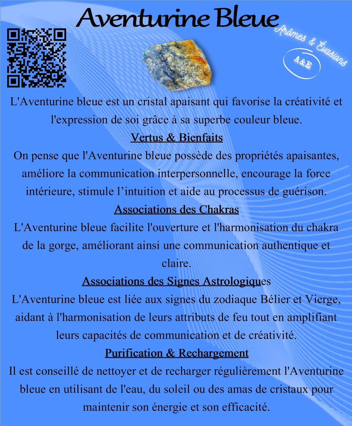 Descriptive Cards - Precious Stones & Crystals - Blue Aventurine