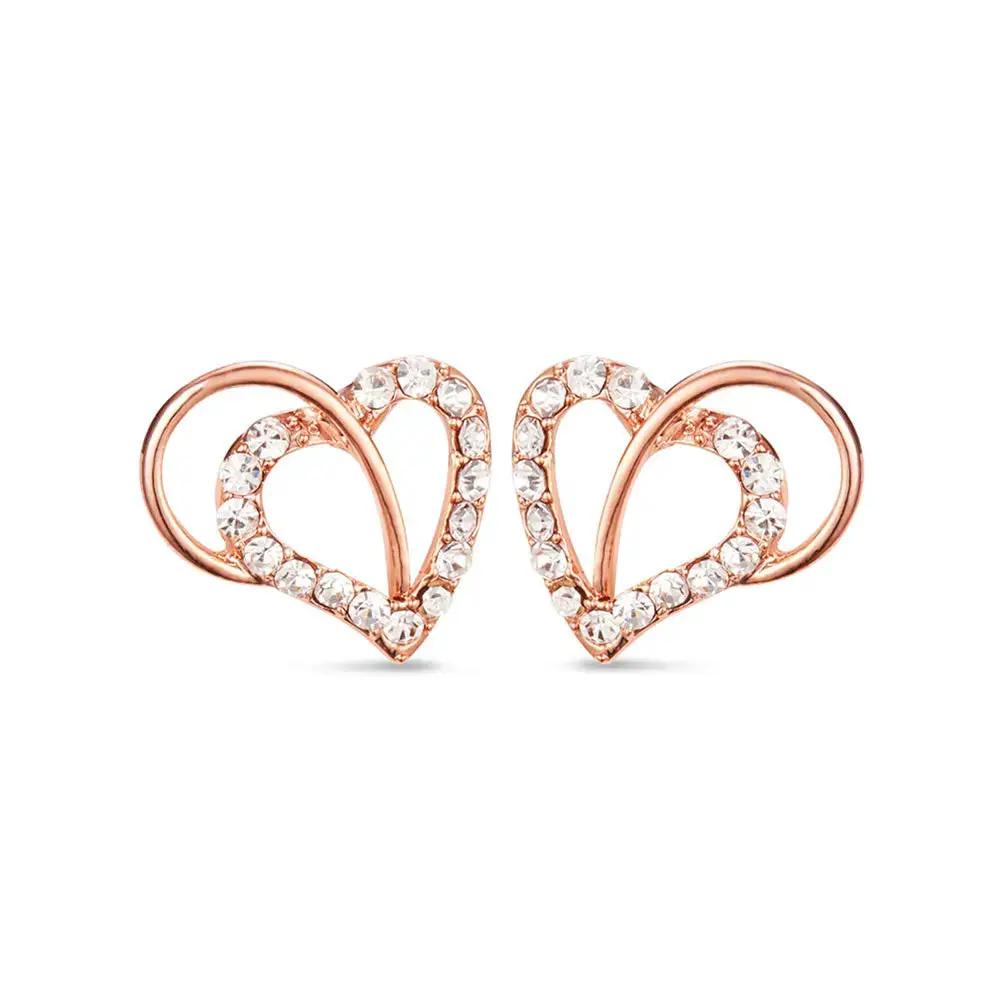 Earrings -925 Sterling -Natural Zircon -Radiant Heart Rose Gold