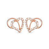 Earrings -925 Sterling -Natural Zircon -Radiant Heart Rose Gold