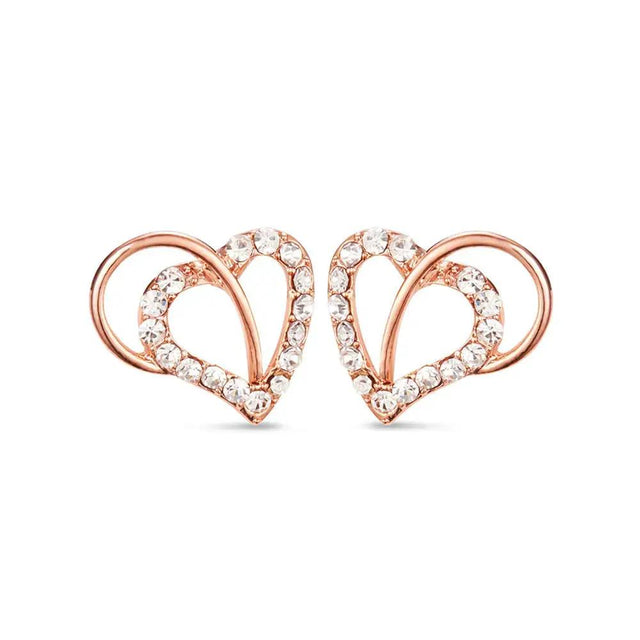 Earrings -925 Sterling -Natural Zircon -Radiant Heart Rose Gold
