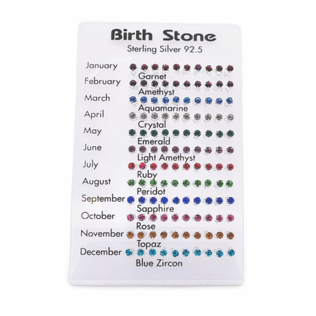 Earrings -925 Sterling Silver -Birthstone