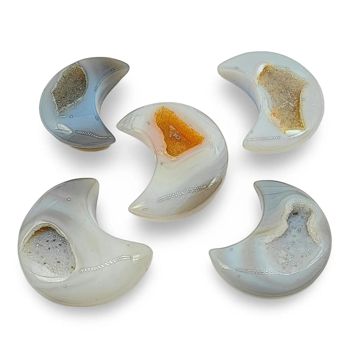 Geode -Agate Druzy -Moon Shape