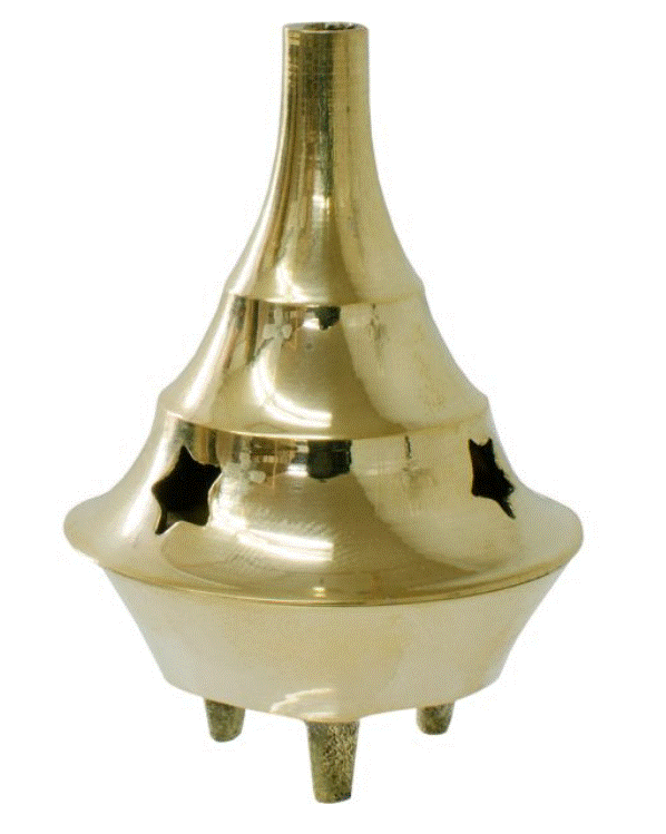 Gold brass incense burner star cut lid cone resin 2.25 inch – Pür Sérénité
