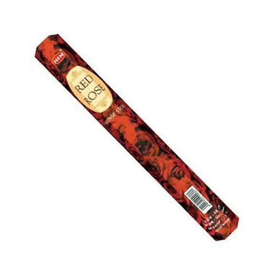 Red incense stick packaging with brand name on a white background