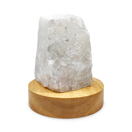 Home Decor -Mini Lamp -Natural Quartz -Wooden Base Light