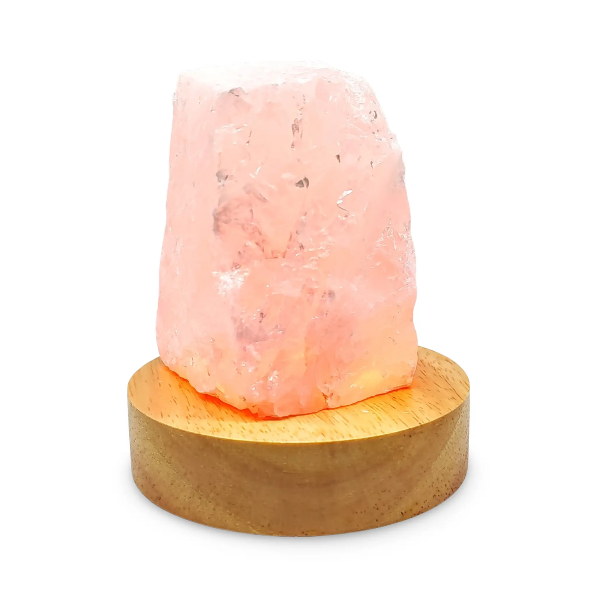 Home Decor -Mini Lamp -Natural Quartz -Wooden Base Light