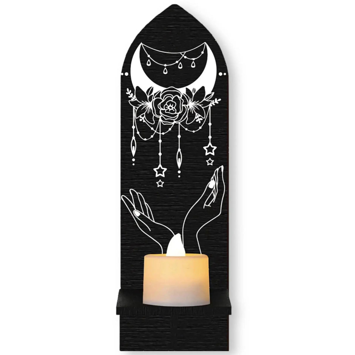 Home Decor -Mystic Wood Mounted Shelf Open Hands