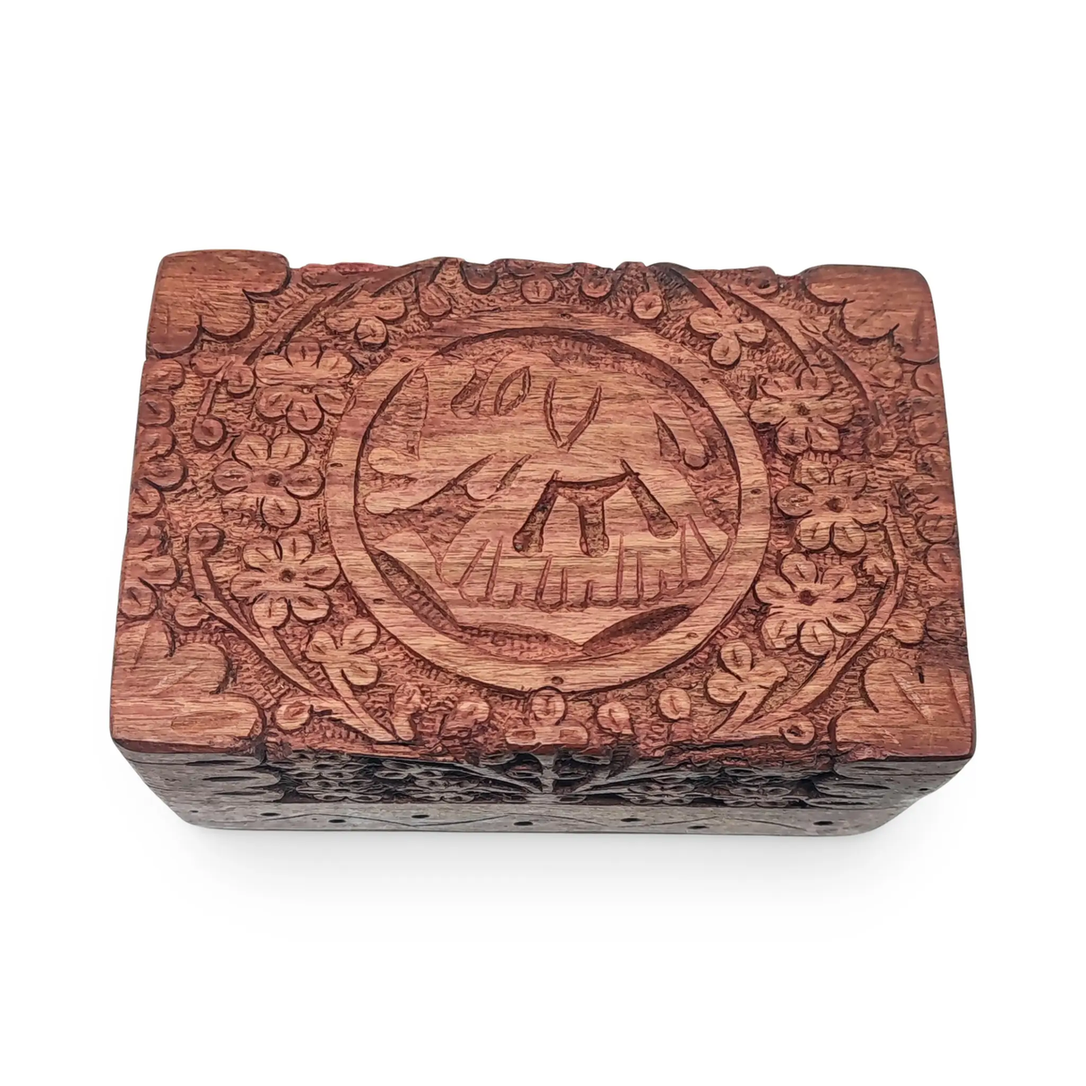 Home Decor -Wood Box -3D Carved -Elephant