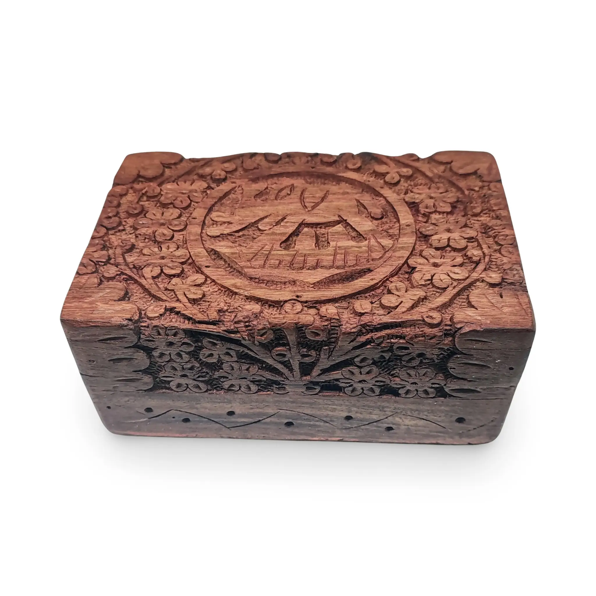 Home Decor -Wood Box -3D Carved -Elephant