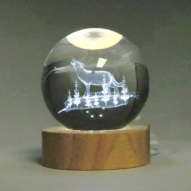 Home Decor - Crystal Ball on Led Stand - Wolf