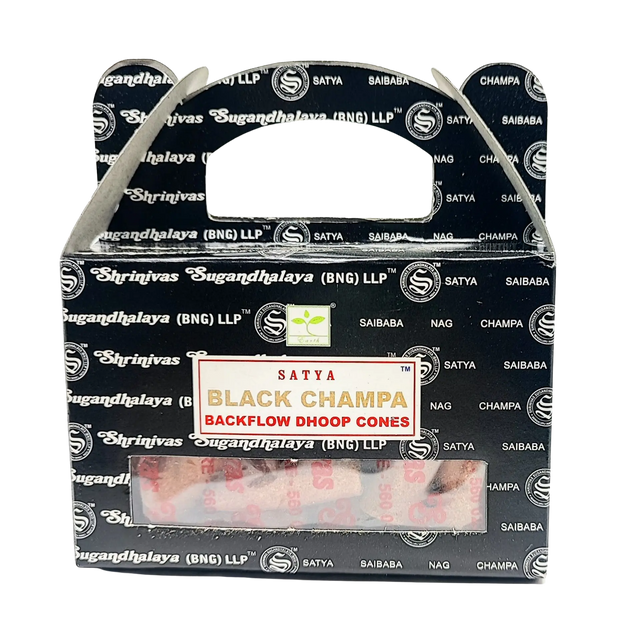 Incense -Satya -Backflow Cones -Black Champa -24 Cones