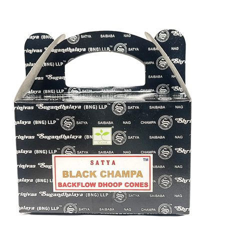 Incense -Satya -Backflow Cones -Black Champa -24 Cones