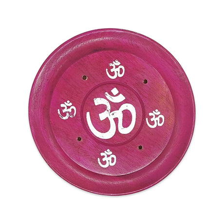 Incense Burner -Sticks -Mango Wood -Assorted Design Plates Pink
