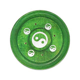 Incense Burner -Sticks -Mango Wood -Assorted Design Plates Green