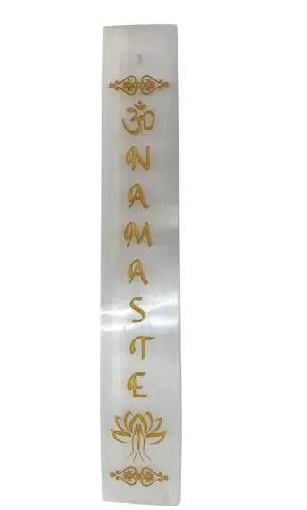 Incense Burner - Sticks - Selenite - Gold Engraved Namaste