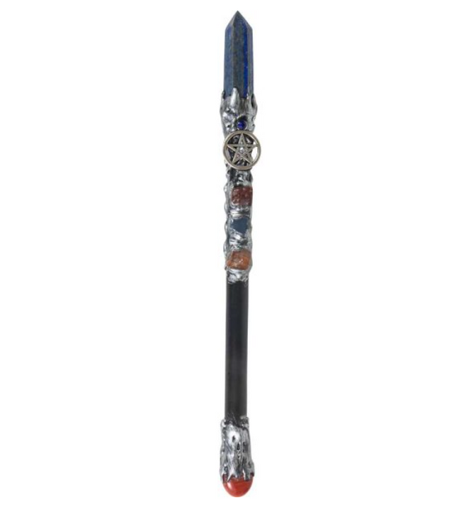 Wicca & Pagan - Magic Wand - Lapis Lazuli with Silver Pentacle