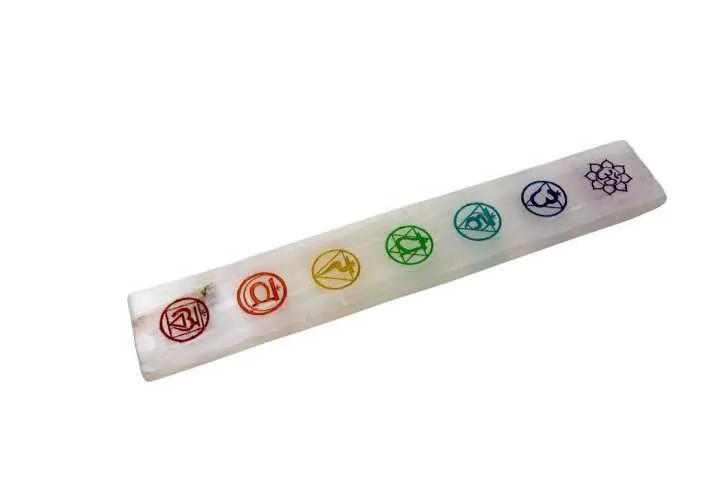 Metaphysical Tools - Crystal Charging - Selenite Plate with 7 Chakras
