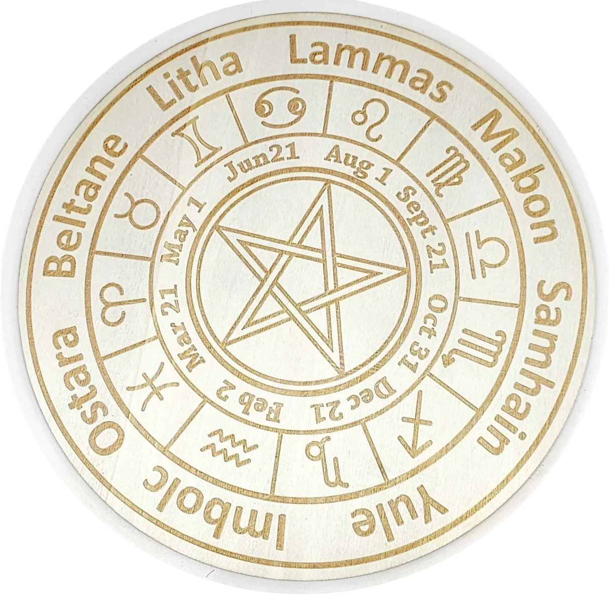 Metaphysical Tools -Wood Crystal Grid -Pagan Calendar