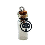 Necklace -Gemstone Chips -Tree of Life -Small Glass Bottle Himalaya White Salt