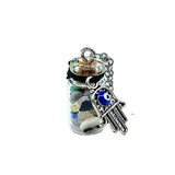 Necklace -Gemstone Chips & Fatima Hand -Glass Bottle Mixed Gemstones Chips