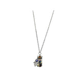 Necklace -Gemstone Chips & Fatima Hand -Glass Bottle
