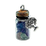 Necklace -Gemstone Chips & Tree of Life -Glass Bottle Fluorite